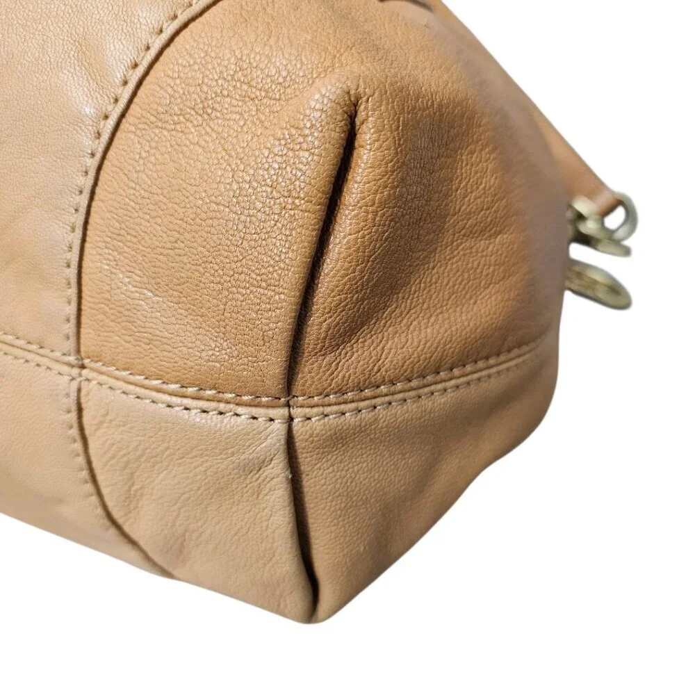 Michael Kors Way Leather Buckle Hobo Cinch Chain Tan Shoulder Bag COA